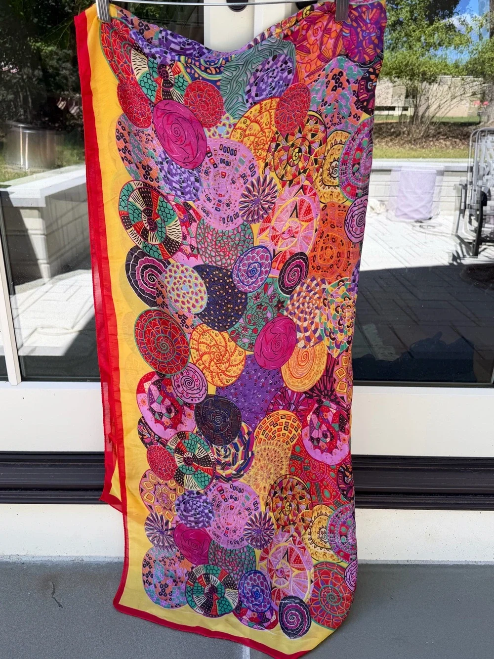 Silk Blend Statement Scarf 35% Silk 65%Viscose Colorful Paisley 66x35